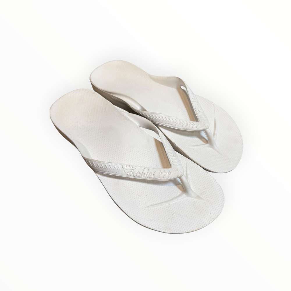 Archies Arch Support Flip Flops White Mens 8 Womens 9 Orthotic Sandals